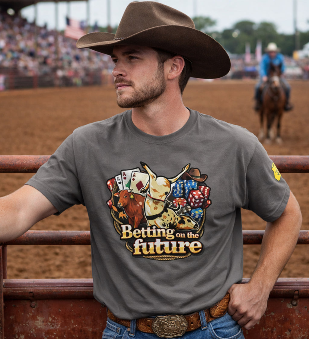 Apostando al futuro (inglés) camiseta vaquera