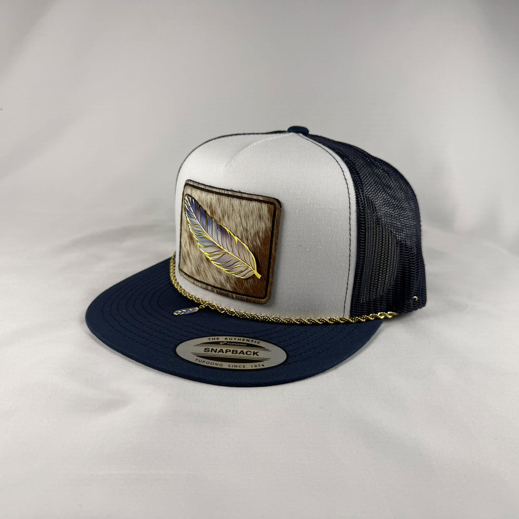 pluma con piel de vaca gorra vaquera snapback