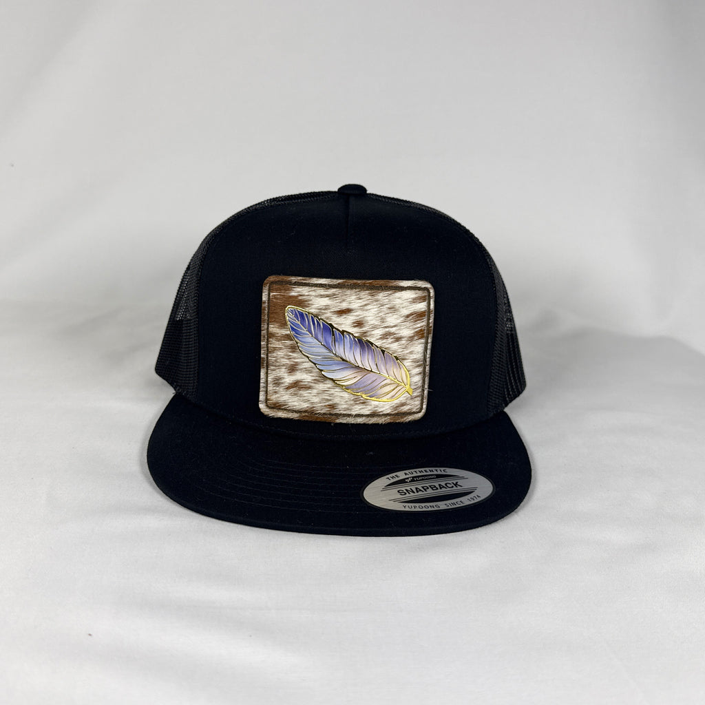 pluma con piel de vaca gorra vaquera snapback