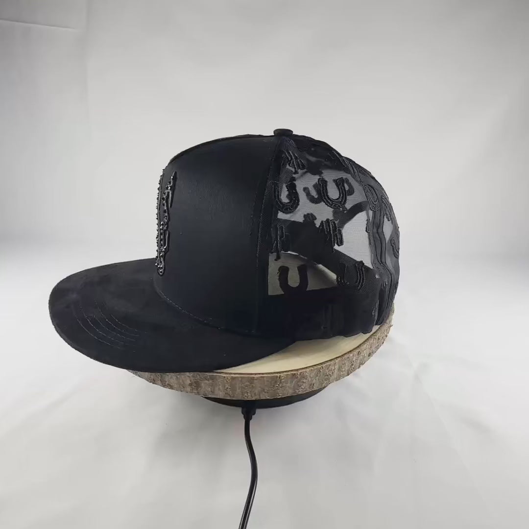 Herradura de caballo negro gorra vaquera snapback